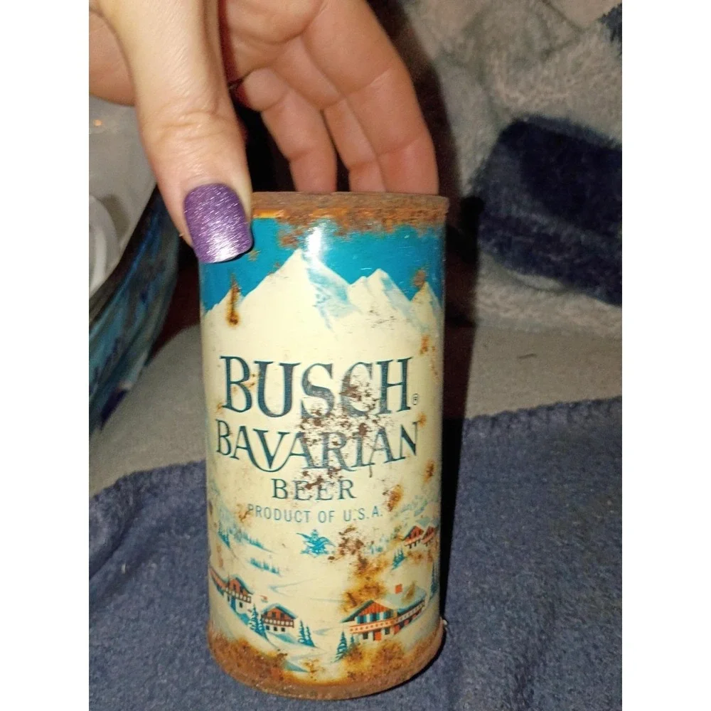 Busch Bavarian Flat top  beer can 1950 Empty‎ Rustic